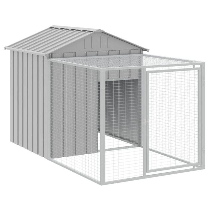 VidaXL Chicken Coop with Run Light Grey 117x201x123 Cm Galvanized Steel, Chicken Coop, Chicken Run, Chicken Coop with Run, 172354