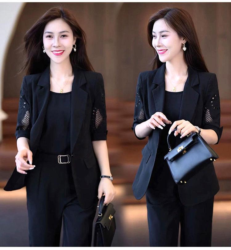 Women's 2025 New Fashion Professional Three-Piece Summer Slimming Suit with Harem Pants