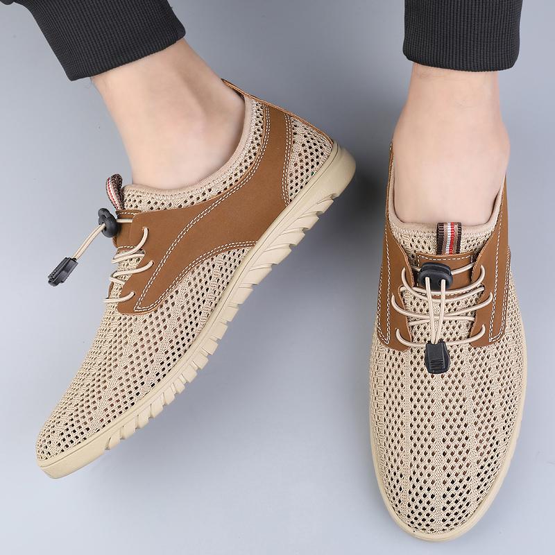 Fashion New Luxury Brand Men Shoes Outdoor Breathable Running Shoes Soft Sole Mesh Walk Daily Commute Casual Shoes for Men Driving Shoes