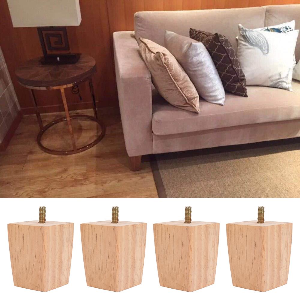 Pieds de Meubles en Bois Naturel Massif Pieds de Table Canapé Meubles de Rangement Pieds de Lit Table Chaise Remplacement Augmenter la Hauteur Pieds 6/15/20cm