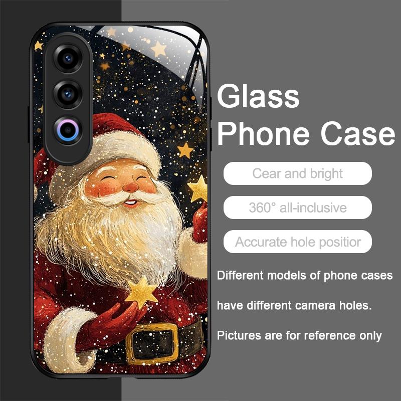 Sött Jultomte Mönster Härdat Glas Telefonfodral för Oneplus 13 R 12 11 10 9 Nord 2T CE 4 3 2 Lite ACE 2 3 Pro Cover