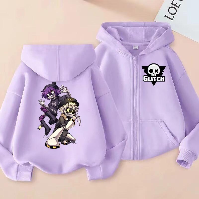 Murder Drones Zipper Hoodie Cartoon Girls Coat Fashion Zip Up Clothes Purple Autumn Jacket Kids Anime Hooded Sweatshirt Gift