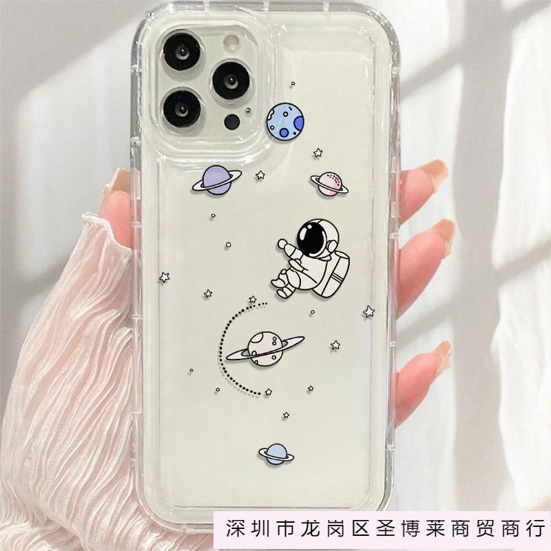 Space Astronauts Are Suitable for Apple 15pro/12 Anti-drop Simple Mobile Phone Case 13/14promax Soft Glue 11/16.