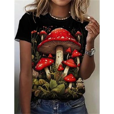 2025 Damen Pflanzenfrucht 3D-Druck Damen T-Shirt lässige Mode Kurzarm-Top