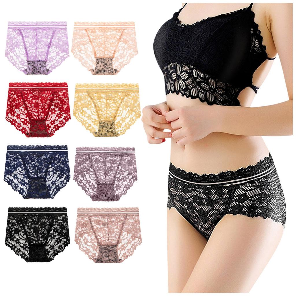 Sexy Ladies Transparent Lace Panties Cotton Hollow Breathable Quality Underpants
