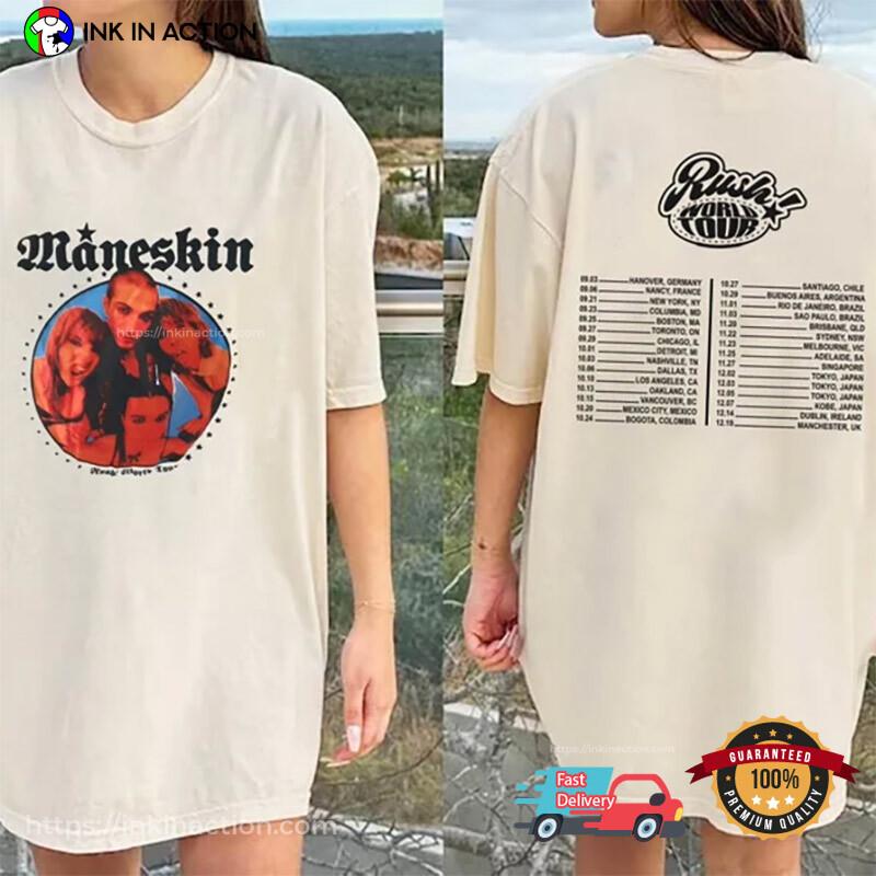 

Vintage Maneskin Band 2023 World Tour Unisex Full Size S-5XL HH03467 Unisex T-Shirt XXL