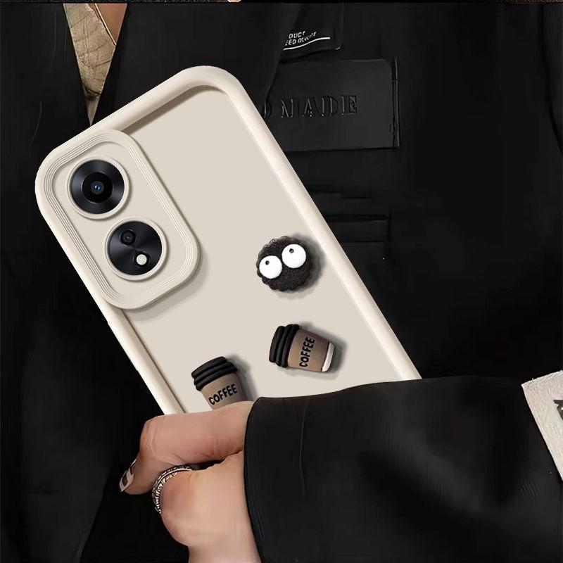 Cute 3D Coal Ball Coffee Phone Case For Samsung Galaxy S23 S21 S20 Fe S22 Plus S24 Ultra 5g A54 A32 A52 A05 A04 A24 A34 A54 Back Cover On S23fe S20fe