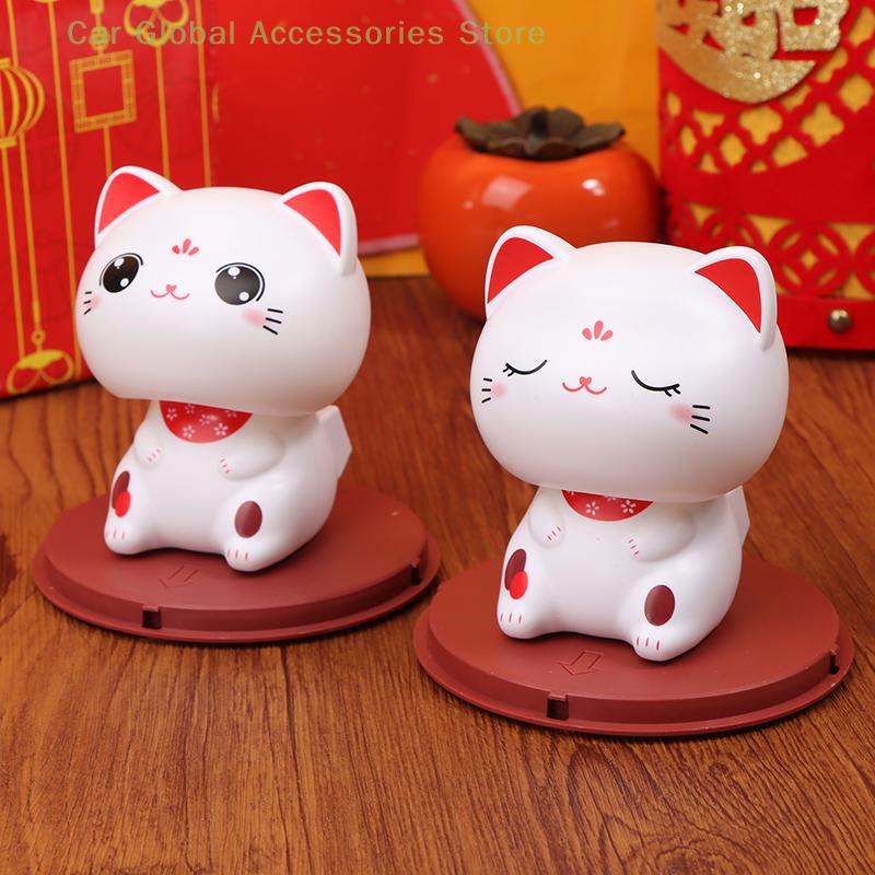Cute Solar Power Waving Cat Waving Shaking Head Cat Home Decor Waving Cat Decor Car Ornament Doll Figurine Car Decorations