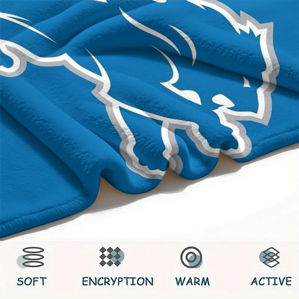 Coperta in Flanella Stampata Detroit Lions, Alta Qualità, Confortevole per Tutte le Stagioni, Arredamento per la Casa, Calore e Comfort, Perfetta per Regali di Natale