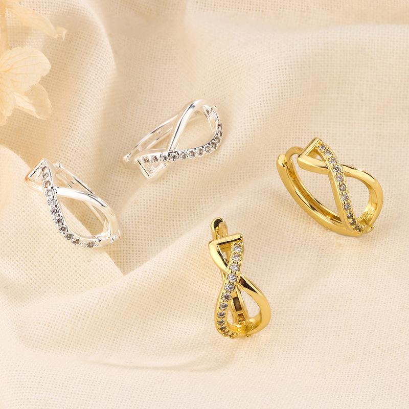 Cross Zircon Pure Silver Earrings High End Minimalist Personality Temperament Ear Circle Nourishing Ear Hole Jewelry