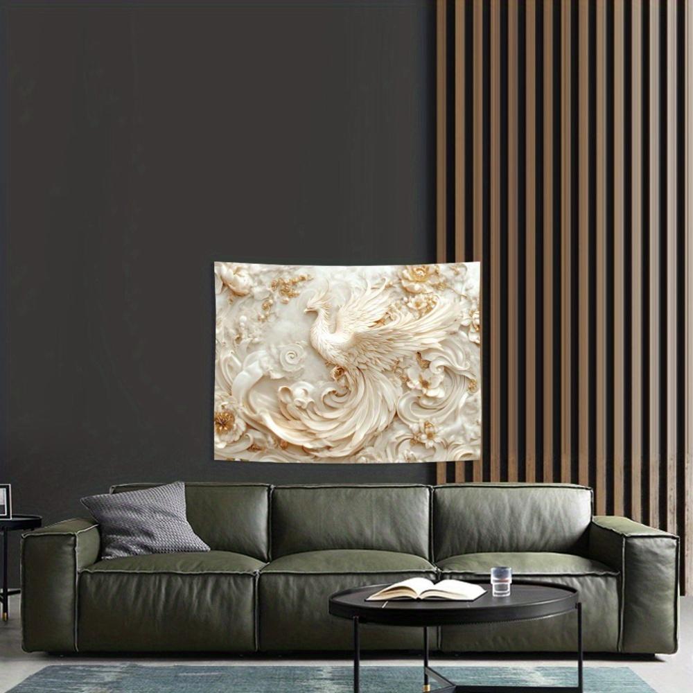1 pezzo Tappezzeria da Parete Fenice Bianca Stile Splendido Impatto Visivo 3D, Poliestere, Perfetta per Soggiorno, Camera da Letto, Ufficio