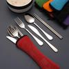 Stainless Steel Cutlery Set: Knife, Fork, Spoon & Chopsticks - Portable 4-Piece Set for Students, Travel, & Gifts