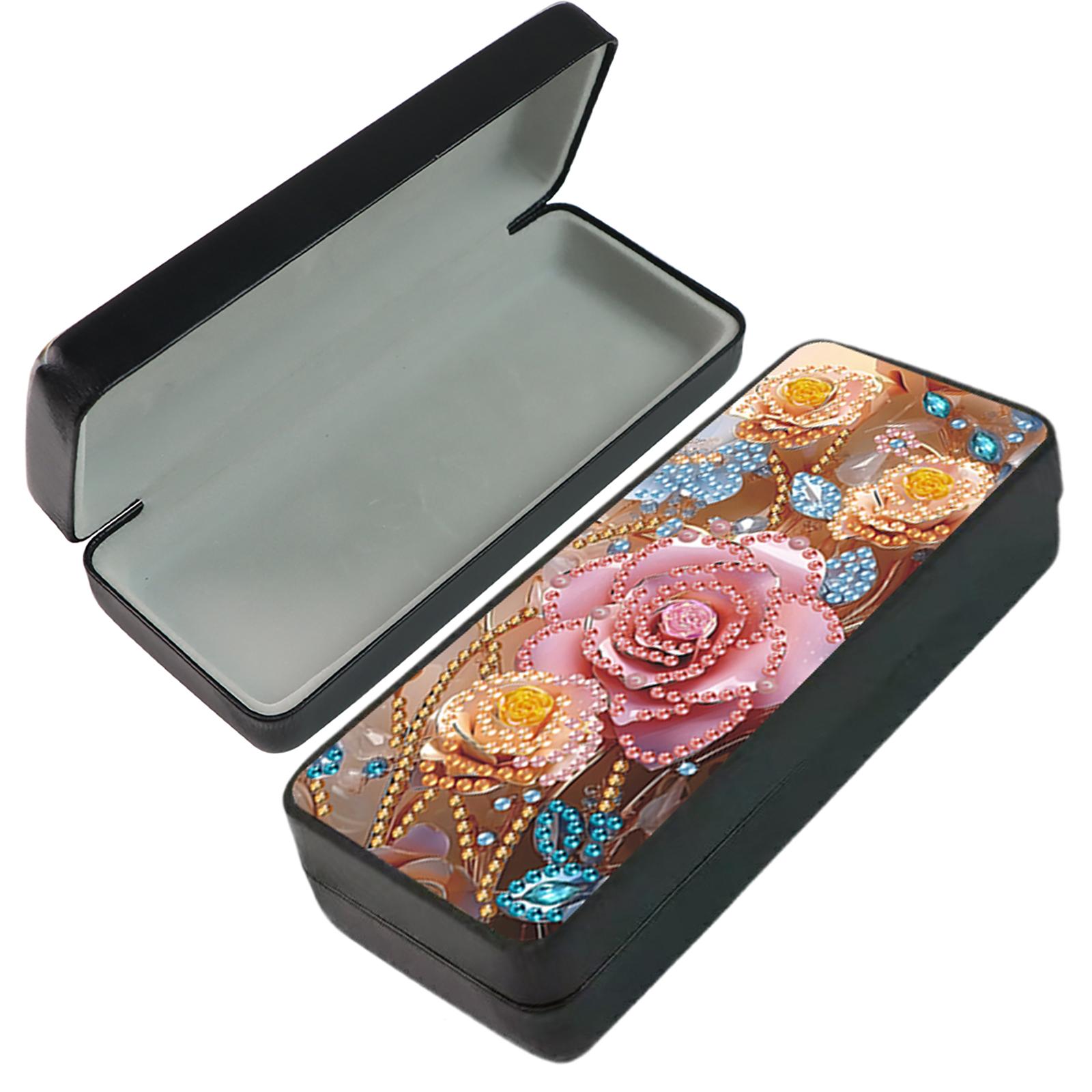 

PU Rhinestones Eyeglass Storage Case Art Crafts Diamond Painting Hyperopia Glasses Box for Daily Commute Travel Carrying Яскраво-рожевий