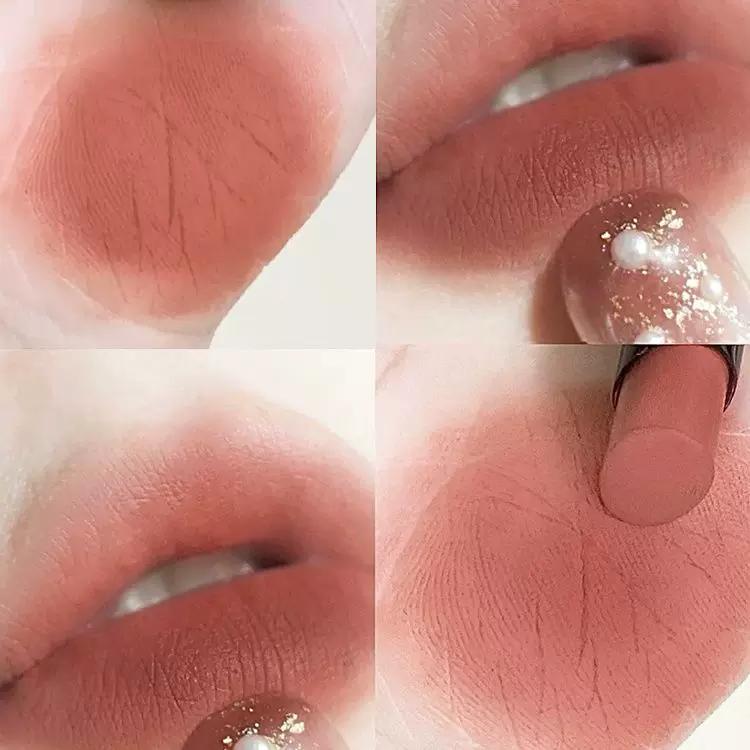 Found the Retro Red-Brown Shade That Suits Everyone! Small Tube Matte Velvet Lip Gloss for Women's Daily Use