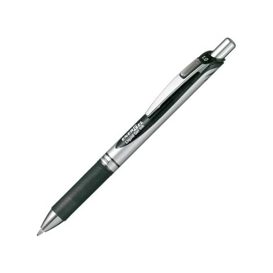 Ручка шариковая гелевая Pentel Energel выдвижная 1,0 мм серебристый корпус BL80-A черная