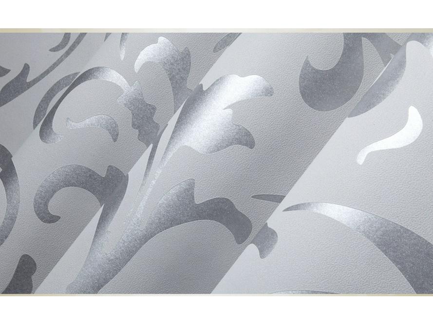 3D-Tapete mit Akanthusblättern in Silber – Vlies-Design für Schlafzimmer, Wohnzimmer und als Hintergrund für Fernseher und Sofa