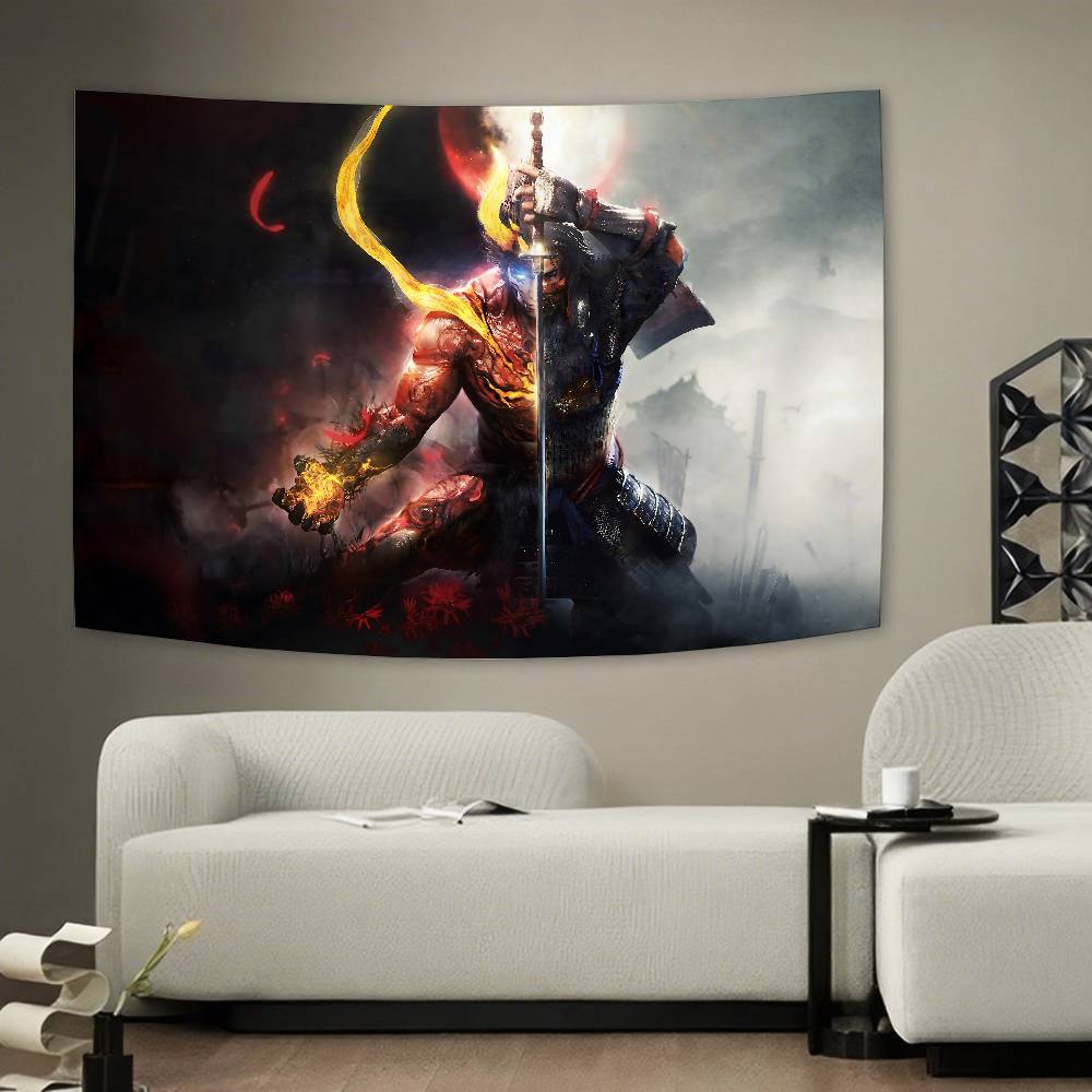 Samurai Tapestry Wall Hanging Tapestry Art Deco Style Blanket Curtain Home Bedroom Living Room Decoration