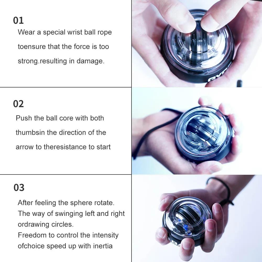Led Gyroscopic Power Trainer Ball Autostart Range Gyro Power Wrist Ball Arm Hand Muscle Force Trainer Fitness Equipment