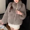 Stand Collar Warm Artificial Fur Jackets Female Winter Thicken Plush Fake Fur Coat Women