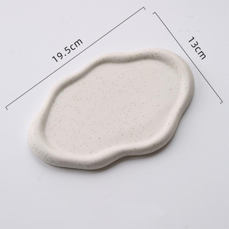 Jewelry Plate Ceramic Glossy Appearance Simple Modern Stylish Storage Tray For Home Gift White Oval