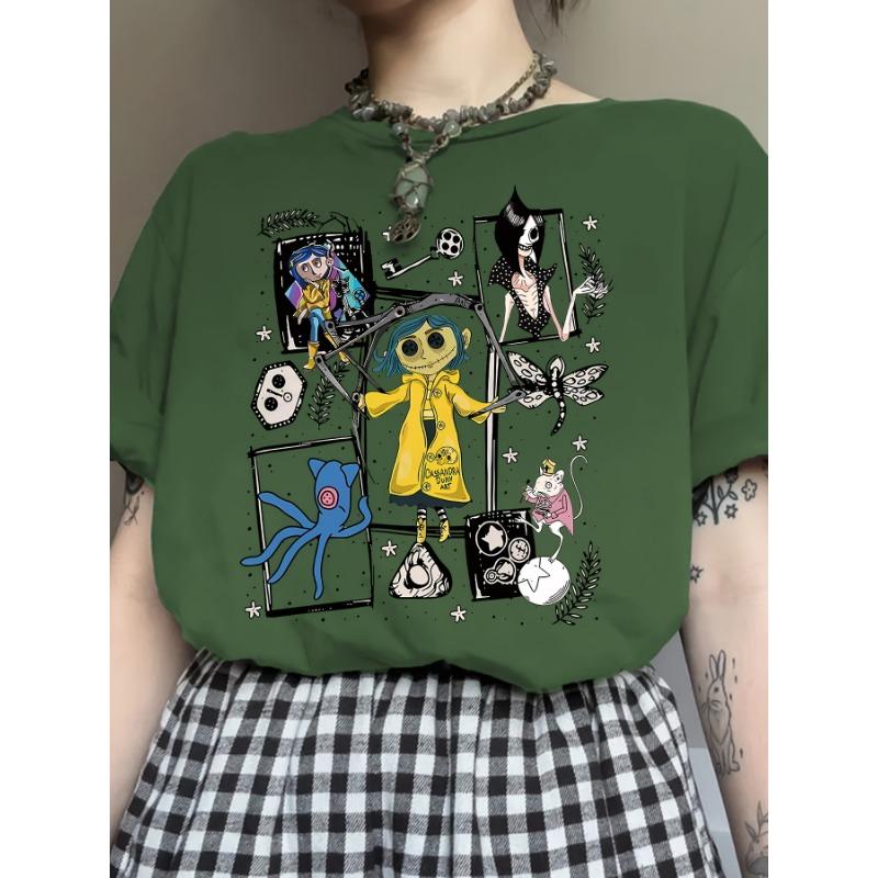 Women's Casual Round Neck Portrait Printed Polyester Fiber T-Shirt Fashion Street Oversized Short-Sleeved Summer Ladies Clothing
