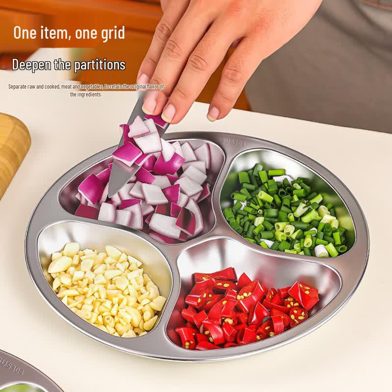 Aomeiyou 304 Edelstahl geteilte Meal Prep Platte