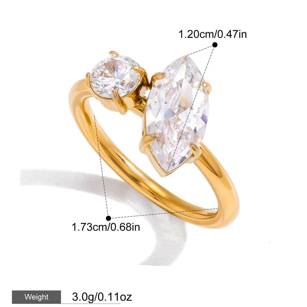 Yori White Cubic Zircon Gold Color Ring for Women Stainless Steel Elegant Fashion Finger Jewelry Accessories Gift Resistant
