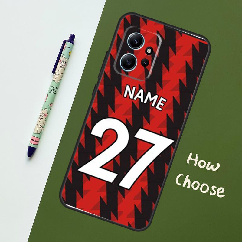 

Чехол с индивидуальным номером и именем футболиста для Xiaomi Redmi Note 11 12 10 Pro 8 9 Note 12S 11S 9S 10S Redmi 12C 9C 10C 12 Redmi Note 12 4G