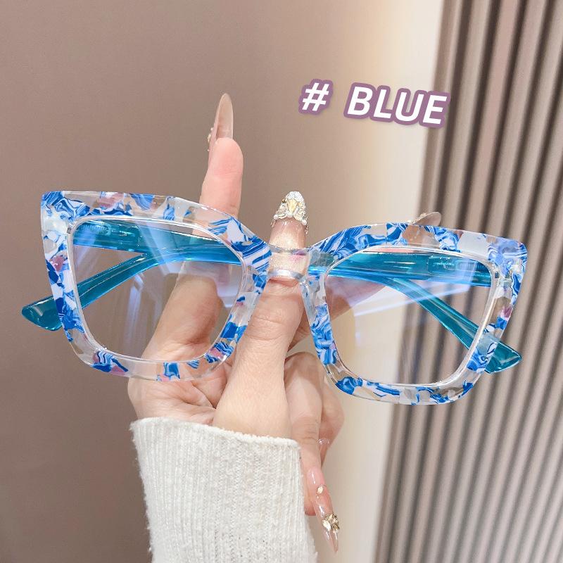 

2540 Cat Eye Bag Flower Anti-Blue Light Glasses Frame Women S Fashion Cat Edge Frame Ultra-Light Reading Glasses 0 degree anti-blue light glasses
