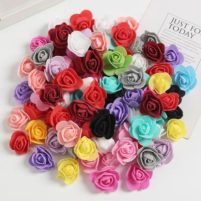 100/200Pcs Artificial Rose Flowers Heads 4cm Foam Fake Flowers For Home Room Decor Outdoor Garden Party Bride Wedding Decoration