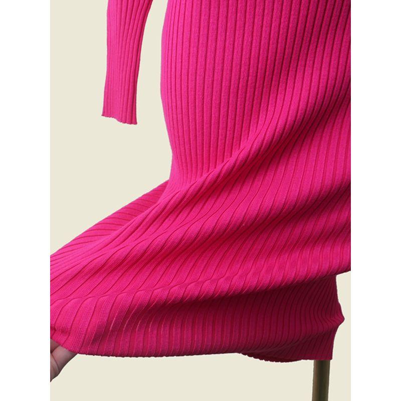 American Brand Hollow-out Sexy Slim Fit Knitted Hip Skirt Foreign Trade Small Stand Collar Long Sleeve Slimming Sexy Dresses for Women
