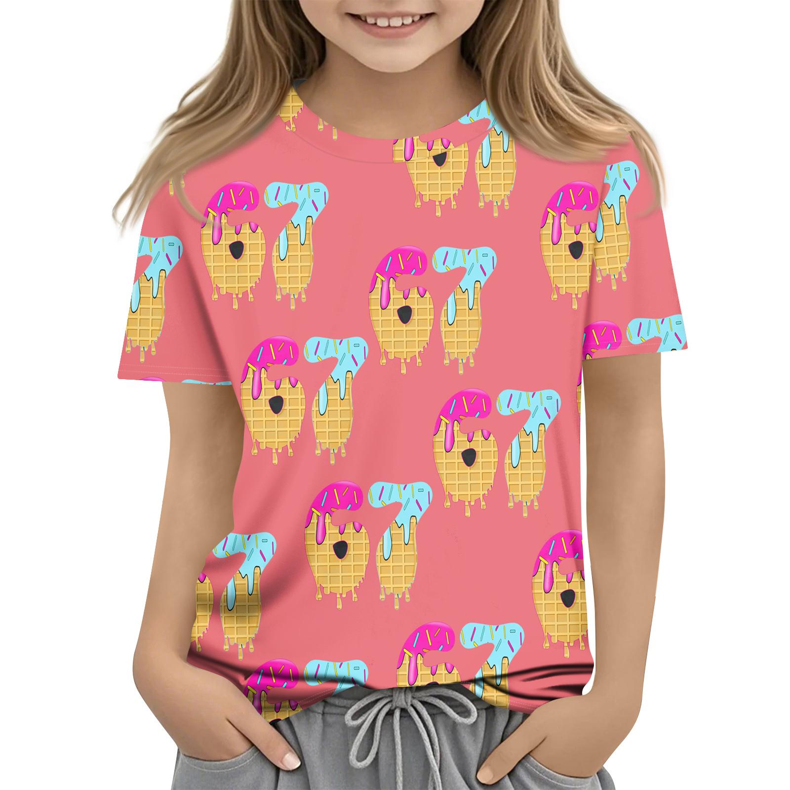 

Toddler Girl Boy T,Shirts Kids Top Boys And Girls Printed Short Sleeved T,shirt 100 рожевий