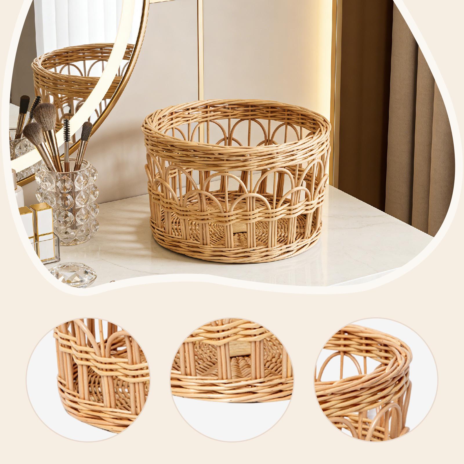Handwoven Basket Storage Organizer Creative Versatile Lightweight Large Capacity Makeup Organizer for Home Bedroom Decoration Small