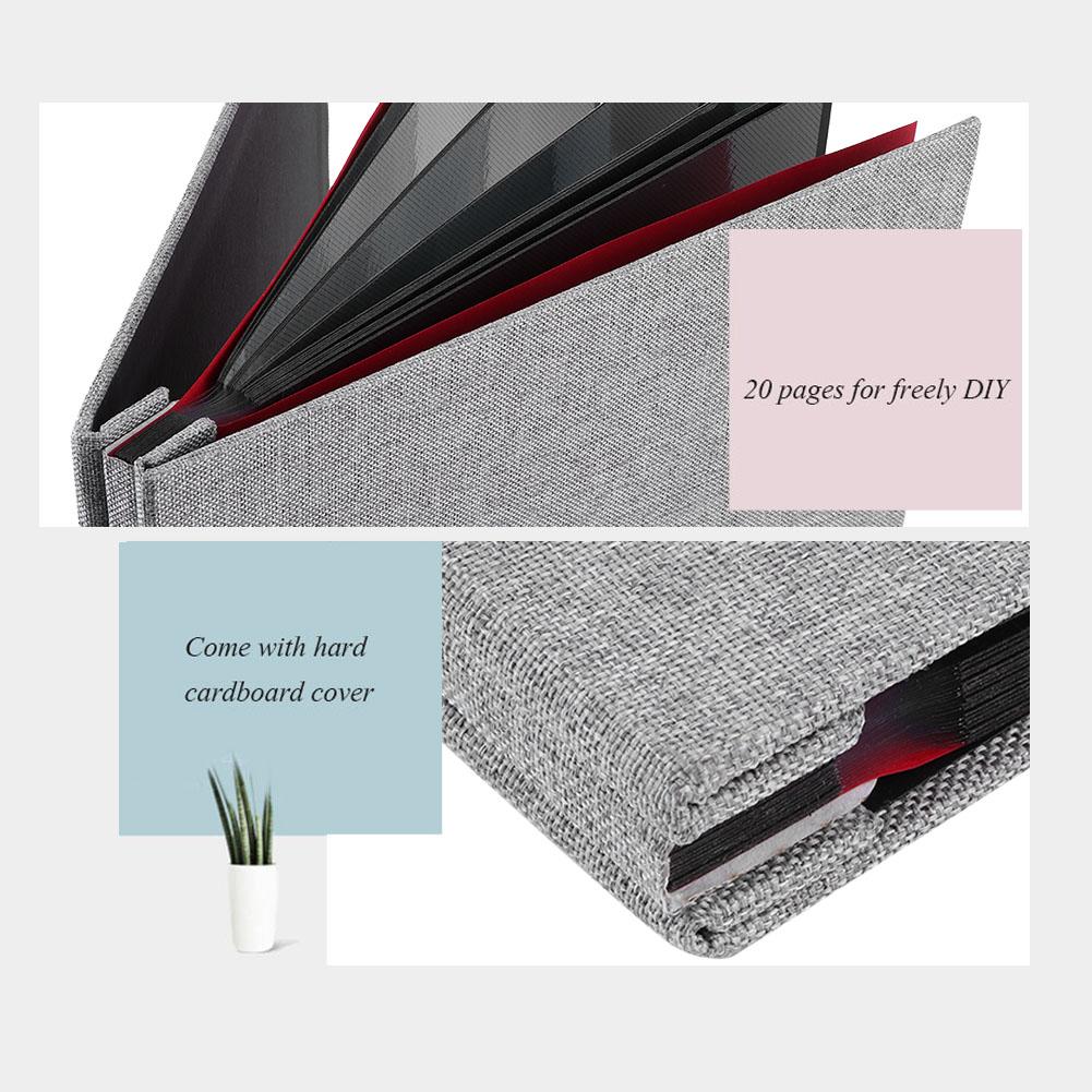 Einfacher Leinenbezug DIY Selbstklebendes Album Scrapbook Handgemacht Kreatives Handwerk 20 Seiten #5