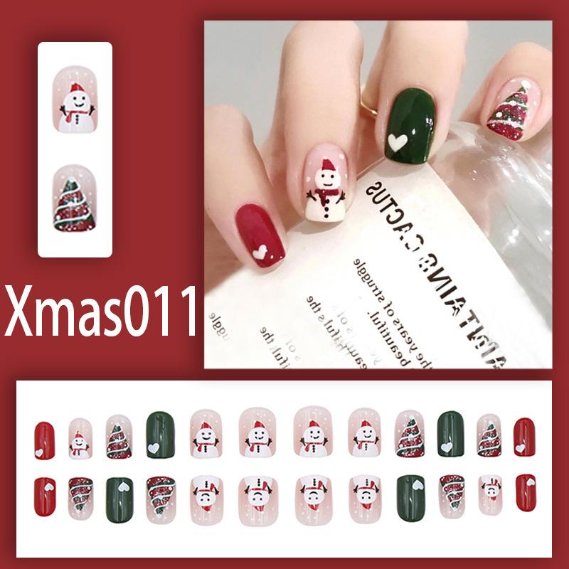Winter Sweet Cartoon Christmas Wearing Nails Snowflake Santa Claus Nail Art Fake Nail Patch Christmas Collection