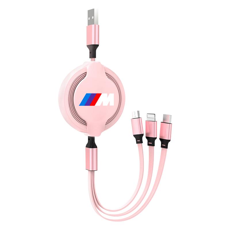 1Pcs Car Mounted Telescopic Three In One Mobile Phone Charger For BMW M E34 E36 E60 E90 E46 E39 E70 F10 F20 F30 X5 X6 X1 M3 M5 M6 E71 F01 F02 F87