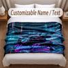 Neon Abstract Theme Soft Blanket Personalized Custom Name Text Print Warm Blanket Home Sofa Bedroom Decor