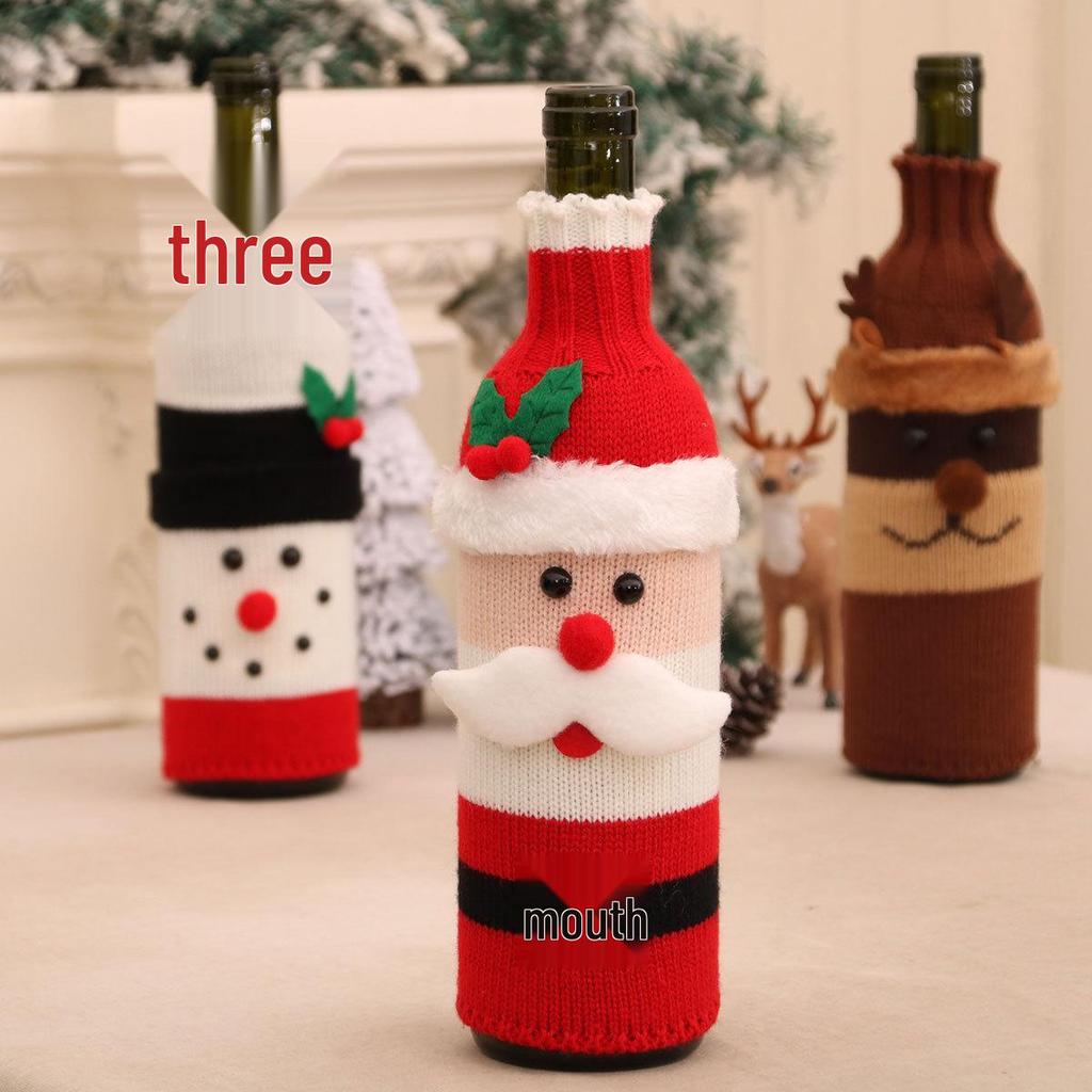 Knitted Wool Wine Bottle Cover for Christmas Decoration In Restaurants and Hotels