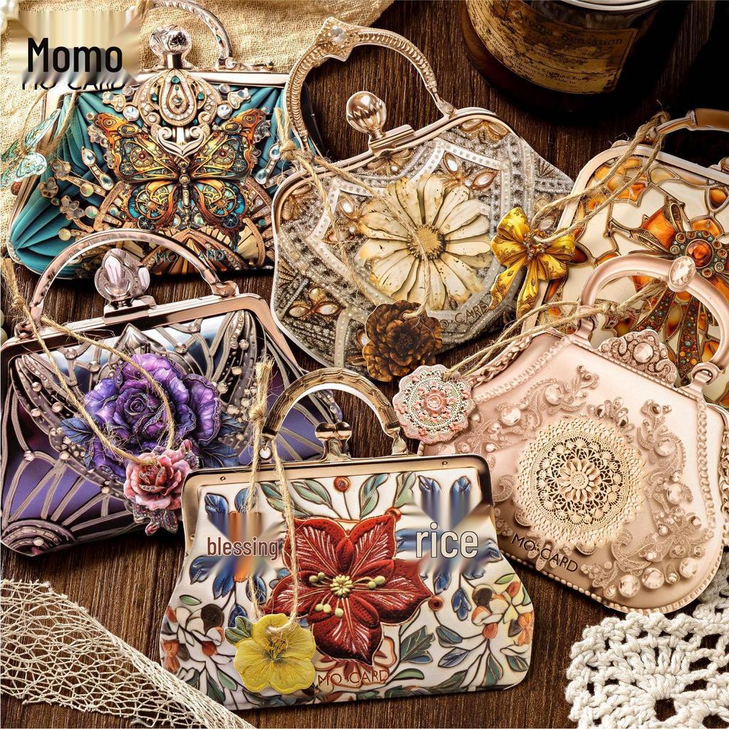 MòMò Brilliant Flowing Light Sticker Pack: 20 Irregular Retro Journal Decoration Sheets, 6 Designs.