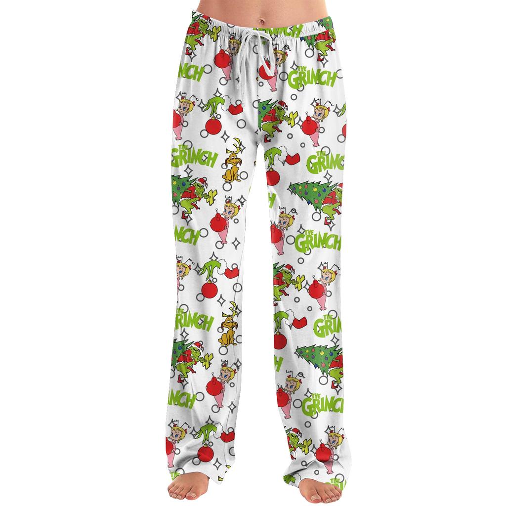 Dámské pyžamové kalhoty na spaní ležérní kalhoty se stahovací šňůrkou v pase pohodlné rovné kalhoty na jógu volné