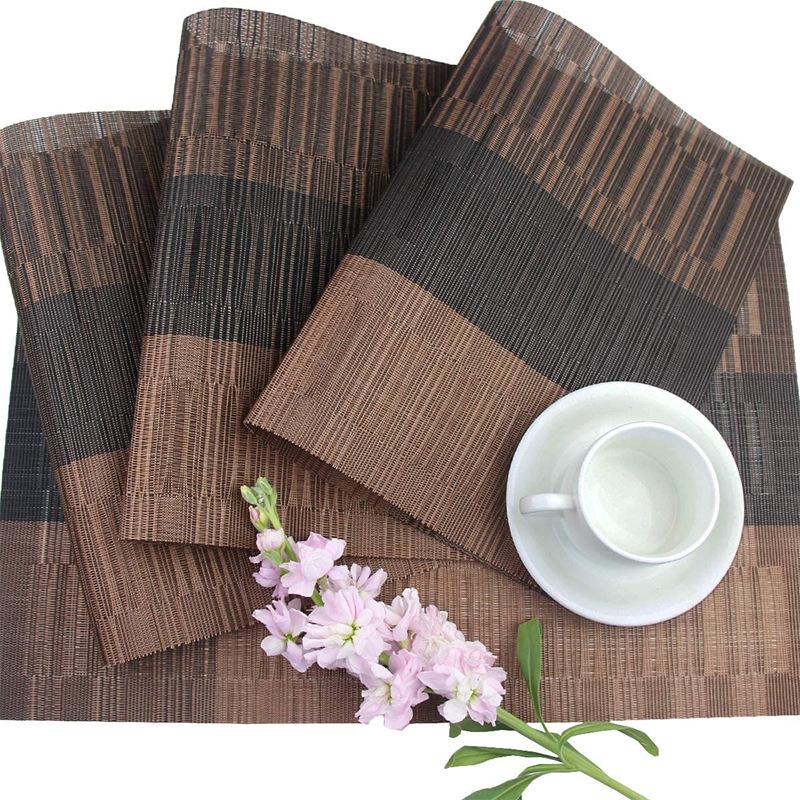 Placemats Table Mat Weave Stripe Pads Pallet Coaster Napperon Table Mat Tapete De Lugar Kitchen Accessories Easy-to-clean Dining Table Mat, Plate Mat