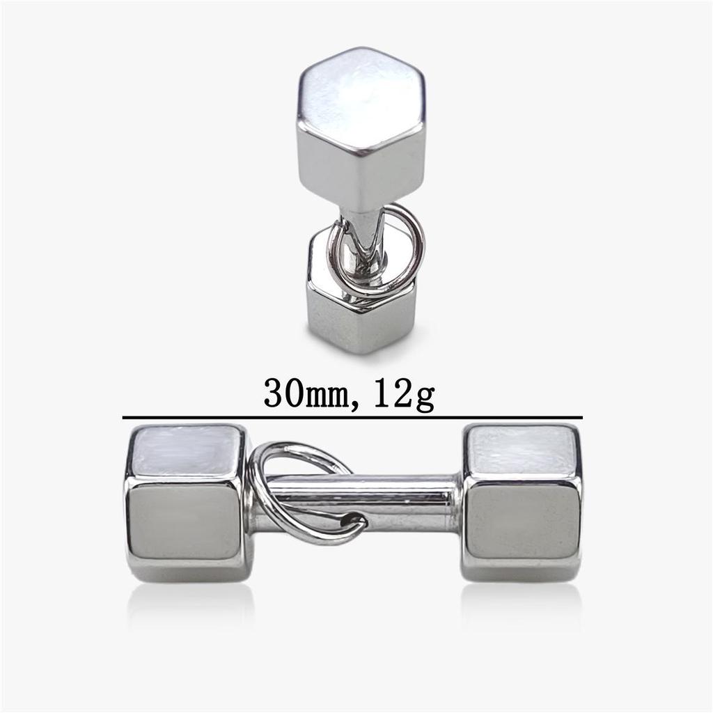 Men's Stainless Steel & Titanium Dumbbell Pendant Necklace - Trendy Sports Fashion Jewelry