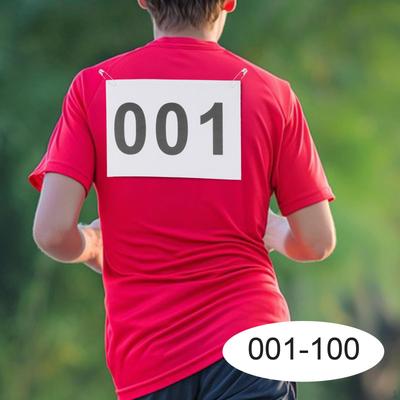 100 sztuk numerów startowych na biegi z dużymi numerami 001-100 dla sportowca na triathlon,