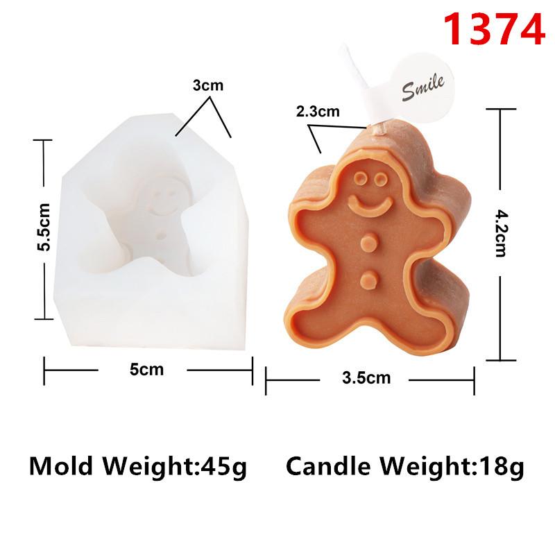 3D Christmas Silicone Xmas Bell Snowmen Gingerbread House Candle Mold DIY Cookie Gingerbread Candle Candy Fondant Baking Mold