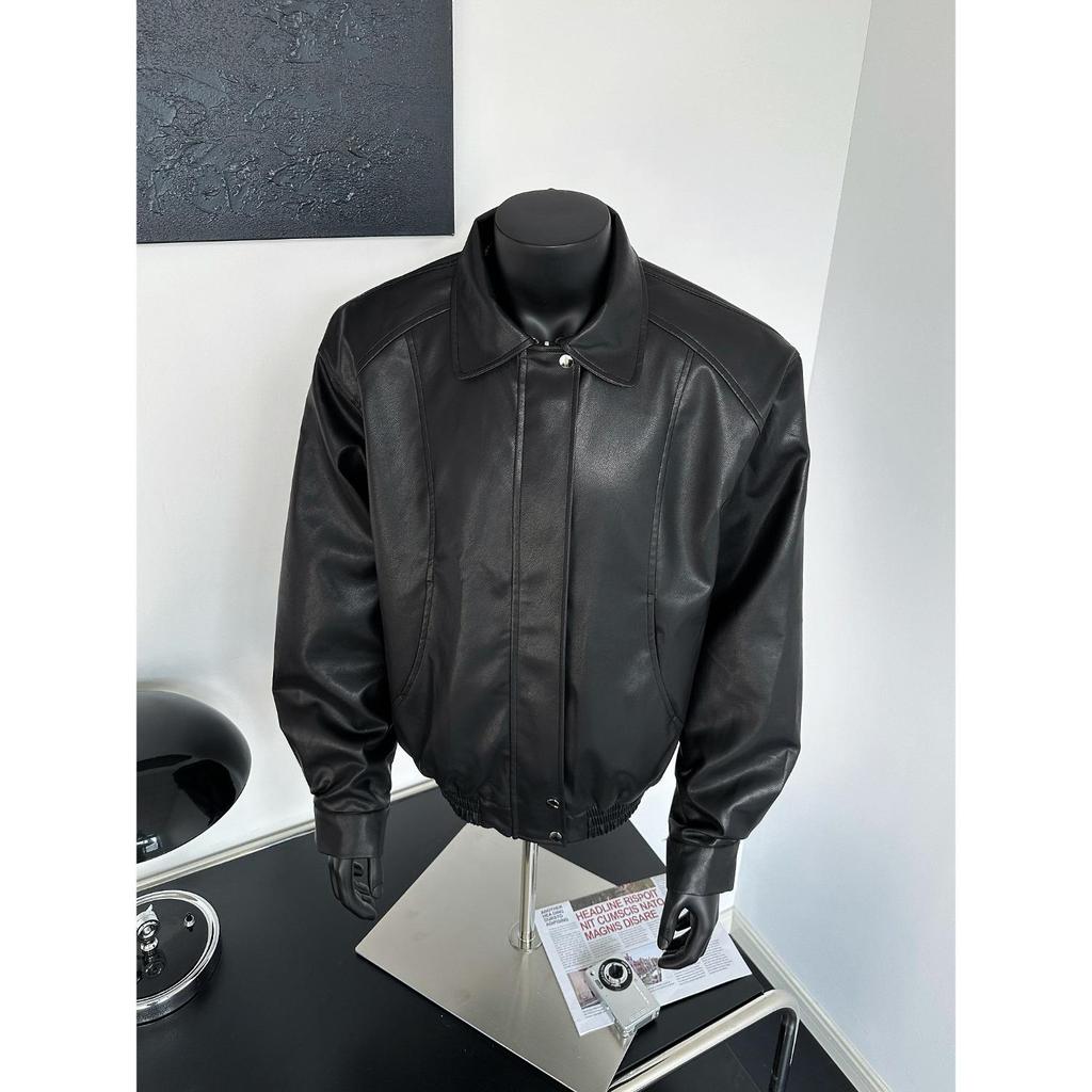Men's Retro Loose Plaid Reversible PU Leather Jacket - Trendy American Spring/Autumn Outerwear