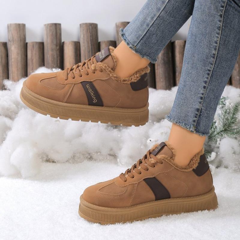 Large size casual cotton shoes for women's autumn and winter new velvet thickened flat cotton shoes for women