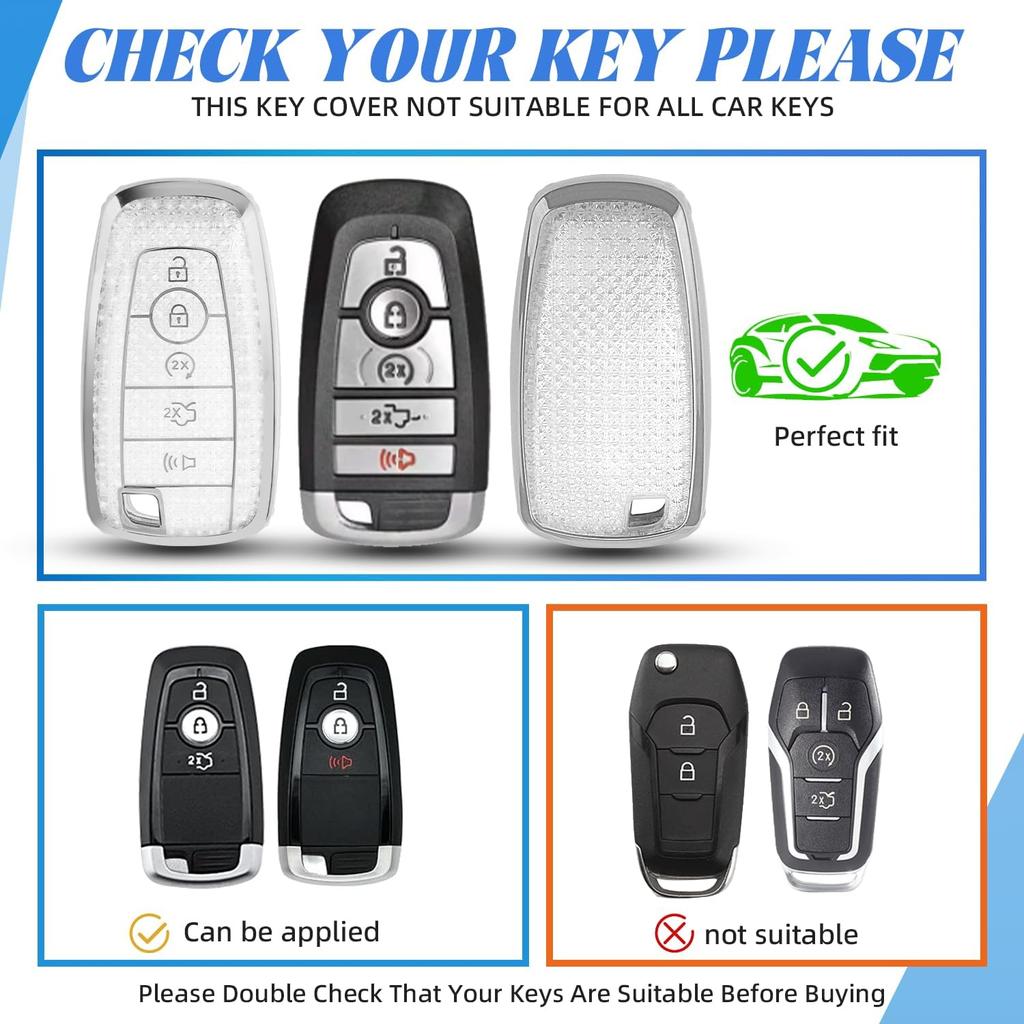 Car Key Cover for Ford, Soft TPU Protection Key Case Compatible With Ford Maverick Lincoln Fusion F150 F250 F350 F450 F550, 5 Buttons Remote Key
