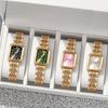 Orologi al Quarzo in Acciaio Inossidabile Fibbia Pieghevole Quadrato da Polso da Donna Lusso Regalo Orologio con Cinturino Semplice Studente