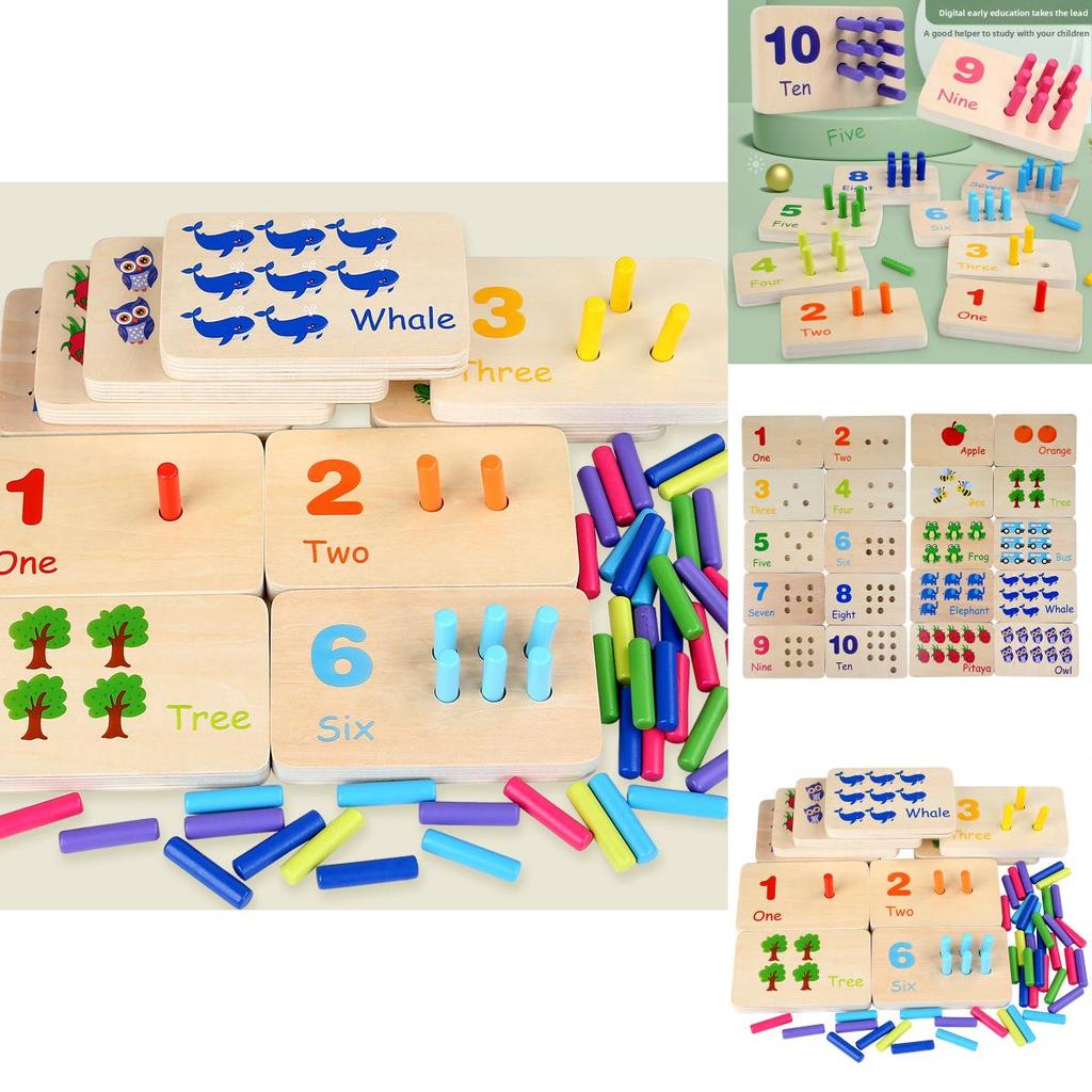Wooden Montessori Math Learning Stick Color Recognition Matching Board Educational Toy For Early Childhood