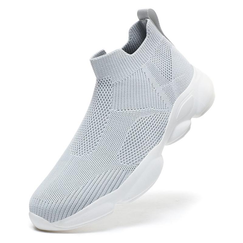 Men's Elastic Running Shoes Breathable Mesh Walking Shoes Knitted Casual Sports Shoes Lightweight Trainers